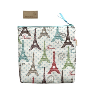 Eiffel torony mintás pamut textil uzsonna tasak, neszesszer PUL béléssel - zipper bag  - Artiroka design - táska & tok - uzsonna- & ebéd tartó - szendvics csomagoló - Meska.hu