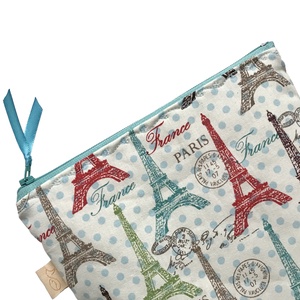 Eiffel torony mintás pamut textil uzsonna tasak, neszesszer PUL béléssel - zipper bag  - Artiroka design - táska & tok - uzsonna- & ebéd tartó - szendvics csomagoló - Meska.hu