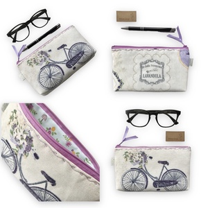 Bicikli mintás, vaj színű tolltartó neszesszer vagy szemüvegtok - Artiroka design - táska & tok - neszesszer - Meska.hu