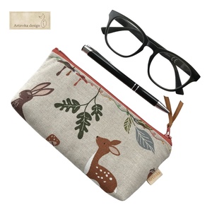 Róka, süni, őzike és nyuszi mintás prémium tolltartó neszesszer, szemüvegtok - Őszi hangulat - Artiroka design - otthon & életmód - papír, írószer - tolltartó & ceruzatekercs - Meska.hu