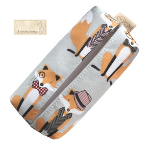 Róka úr mintás  pamut textil papírzsebkendő tartó - APA - Artiroka design - táska & tok - pénztárca & más tok - zsebkendőtartó tok - Meska.hu