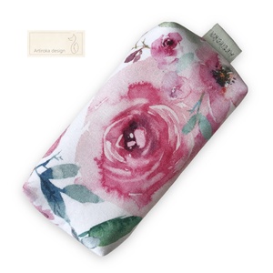 Fehér alapon virág mintás prémium pamut,  papírzsebkendő tartó - ANYÁK NAPJA - Artiroka design - táska & tok - pénztárca & más tok - zsebkendőtartó tok - Meska.hu
