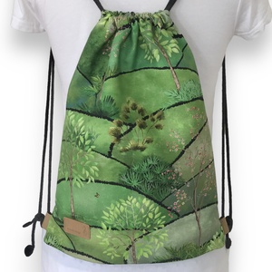 Titkos kert mintás prémium pamut gymbag hátizsák - edzéshez, úszáshoz, kiránduláshoz - Artiroka design  - táska & tok - hátizsák - hátizsák - Meska.hu
