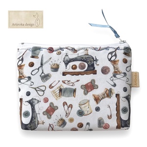 Vintage varrógép mintás prémium pamut irattartó pénztárca - Artiroka design  - táska & tok - pénztárca & más tok - pénztárca - női pénztárca - Meska.hu