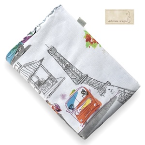 Párizsi vakáció - egyedi könyvtok Eiffel torony és divatos hölgy mintával   -  Artiroka design  - otthon & életmód - papír, írószer - könyv- és füzetborító - Meska.hu
