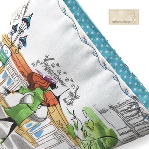 Párizsi vakáció - egyedi könyvtok Eiffel torony és divatos hölgy mintával   -  Artiroka design  - otthon & életmód - papír, írószer - könyv- és füzetborító - Meska.hu