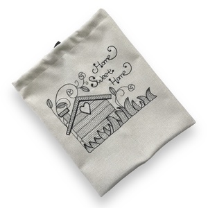 Hímzett környezetbarát bevásárló zacskó - ÖKO zsák - otthon édes otthon felirattal - Artiroka design - táska & tok - bevásárlás & shopper táska - kenyeres zsák - Meska.hu