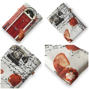 AKCIÓ - KÖNYVTOK - Piros ajtós ház, retro telefonnal mintás könyvtok  - Artiroka design - könyv & zene - könyvtok - Meska.hu