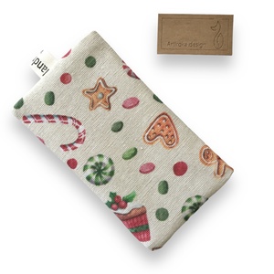 Karácsonyi süti és cukorka mintás, bélelt papírzsebkendő tartó - Artiroka design  - Meska.hu