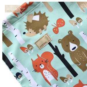 Erdei állatok mintás hátizsák, ovis zsák, tornazsák - Mókus, Maci, Süni, Nyuszi  - Artiroka design - játék & sport - ovis felszerelés - ovis hátizsák - Meska.hu
