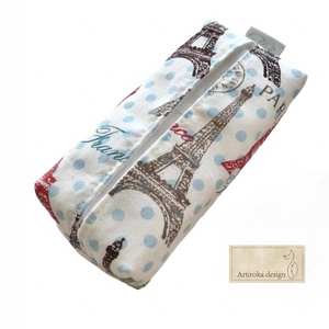 Párizs, Eiffel torony mintás bélelt papírzsebkendő tartó - Artiroka design  - táska & tok - pénztárca & más tok - zsebkendőtartó tok - Meska.hu