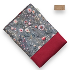 KÖNYVTOK vízálló textilből, hímzett virágos rét mintával - Artiroka design - könyv & zene - könyvtok - Meska.hu