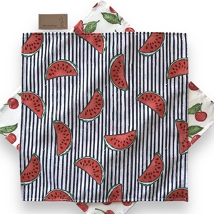 Cseresznye és görög dinnye mintás zsebkendő vagy szalvéta szett - Artiroka design - szépségápolás - textil zsebkendő - Meska.hu