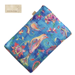 KÖNYVTOK -  madár és virág mintás vízálló textilből, gombos zárral is - Artiroka design - táska & tok - ebook & tablet tok - Meska.hu