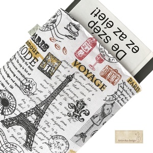 KÖNYVTOK - Párizs, Eiffel torony mintás  - Artiroka design , Könyv & Zene, Könyvtok, Hímzés, Varrás, MESKA