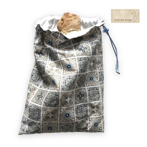 Kenyeres zsák, cementlap mintával, lélegző PUL belsővel, nagy méretben - Artiroka design - táska & tok - bevásárlás & shopper táska - kenyeres zsák - Meska.hu