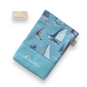 Vitorlás hajó mintás könyvtok vagy e-Book olvasó tok - BALATON  - Artiroka design, Könyv & Zene, Könyvtok, Hímzés, Varrás, MESKA