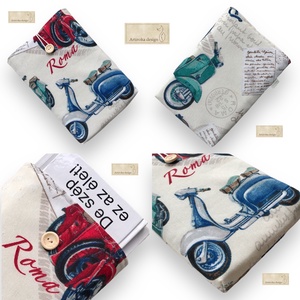 RÓMAI VAKÁCIÓ  - Vespa motor mintás KÖNYVTOK gombos zárral - Artiroka design - könyv & zene - könyvtok - Meska.hu