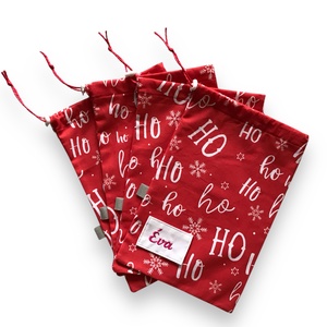  HO- HO - HO és jégvirág mintás MIKULÁS ZSÁK - M méretben  - Artiroka design - karácsony - mikulás - mikulás zsák - Meska.hu