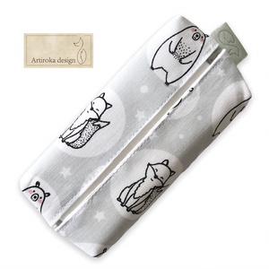 Róka, mackó, süni, mókus, kismadár és bagoly mintás papírzsebkendő tartó  - Artiroka design - táska & tok - pénztárca & más tok - zsebkendőtartó tok - Meska.hu