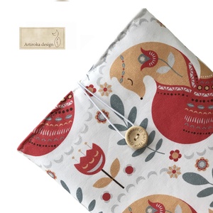 KÖNYVTOK róka mintával akár névhímzéssel is  - Artiroka design - könyv & zene - könyvtok - Meska.hu