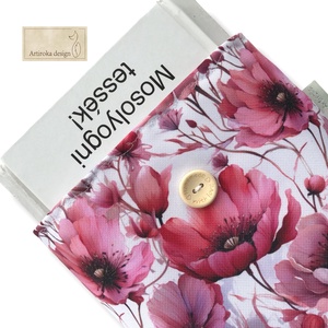 Pipacs virág mintás vízálló, kosztaszító KÖNYVTOK  - Artiroka design, Könyv & Zene, Könyvtok, Varrás, Hímzés, MESKA