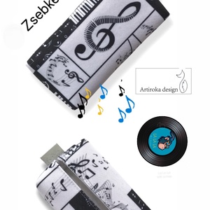 Zsebkendőtartó hangjegyek mintával - Artiroka design  - táska & tok - pénztárca & más tok - zsebkendőtartó tok - Meska.hu