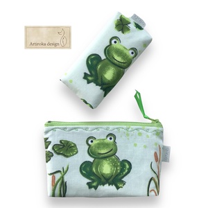 Vidám béka mintás zsebkendő tartó  - BREKI - Artiroka design - táska & tok - pénztárca & más tok - zsebkendőtartó tok - Meska.hu