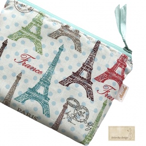 Párizs, Eiffel torony mintás, világjáró irattartó pénztárca vagy tolltartó neszesszer - Artiroka design, Táska & Tok, Pénztárca & Más tok, Pénztárca, Női pénztárca, Varrás, Hímzés, MESKA