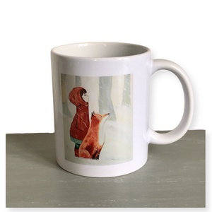 Kislány rókával,  egyedi porcelán bögre - Artiroka design , Otthon & Életmód, Konyhafelszerelés, tálalás, Tálalás, Bögre & Csésze, Festészet, Fotó, grafika, rajz, illusztráció, MESKA