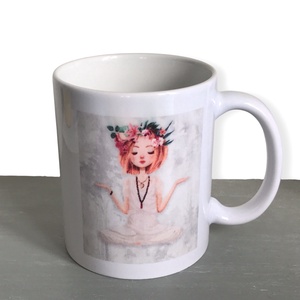 Jóga mintás porcelán bögre - NAMASTE - Artiroka design , Otthon & Életmód, Konyhafelszerelés, tálalás, Tálalás, Bögre & Csésze, Festészet, Fotó, grafika, rajz, illusztráció, MESKA