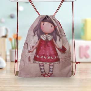 Kislány nyuszis ruhában mintás gymbag hátizsák -  Artiroka design , Táska & Tok, Hátizsák, Hátizsák, Varrás, Hímzés, MESKA