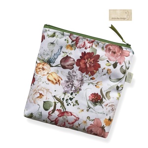 Virág mintás vízálló neszesszer, uzsonna tasak - zipper bag  - Artiroka design - táska & tok - neszesszer - Meska.hu