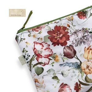Virág mintás vízálló neszesszer, uzsonna tasak - zipper bag  - Artiroka design - táska & tok - neszesszer - Meska.hu