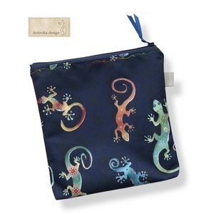 Gekko mintás vízálló neszesszer, uzsonna tasak - zipper bag  - Artiroka design, Táska & Tok, Neszesszer, Hímzés, Varrás, MESKA