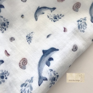Delfin mintás, pihe- puha Holland gyerektakaró,  duplagéz anyagból  - Artiroka design, Otthon & Életmód, Babaszoba, gyerekszoba, Babatakaró, gyerek pléd, Varrás, MESKA