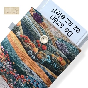 Virágos rét mintás könyvtok gombos zárral - Artiroka design - Meska.hu