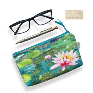 Monet - Vizililiomok - prémium iarattartó pénztárca vagy tolltartó neszesszer, szemüvegtok - Artiroka design - táska & tok - neszesszer - Meska.hu