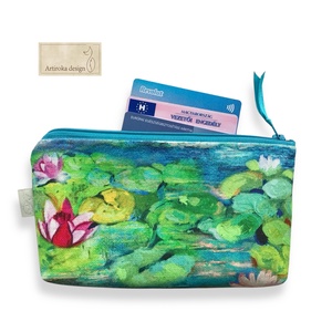 Monet - Vizililiomok - prémium iarattartó pénztárca vagy tolltartó neszesszer, szemüvegtok - Artiroka design, Táska & Tok, Neszesszer, Varrás, Hímzés, MESKA