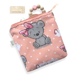 Mackó mintás  neszesszer vagy uzsonna tasak, zipper bag  - Artiroka design, Táska & Tok, Neszesszer, Hímzés, Varrás, MESKA