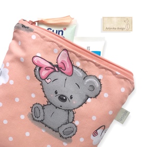 Mackó mintás  neszesszer vagy uzsonna tasak, zipper bag  - Artiroka design - táska & tok - neszesszer - Meska.hu