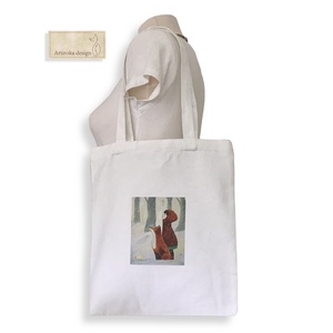 Kislány rókával -  egyedi fehér válltáska, shopper - Artiroka design, Táska & Tok, Bevásárlás & Shopper táska, Shopper, textiltáska, szatyor, Varrás, MESKA