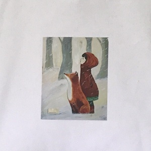 Kislány rókával -  egyedi fehér válltáska, shopper - Artiroka design - táska & tok - bevásárlás & shopper táska - shopper, textiltáska, szatyor - Meska.hu