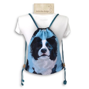 Border Collie kutya mintás, vízlepergetős gymbag hátizsák - Artiroka design - Meska.hu