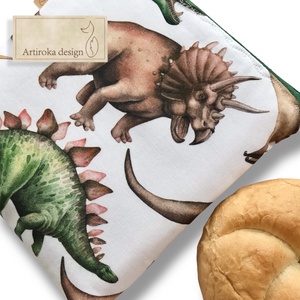 Dinoszaurusz mintás prémium neszesszer, uzsonna tasak - zipper bag  - Artiroka design - táska & tok - uzsonna- & ebéd tartó - ebéd tasak, doboz - Meska.hu