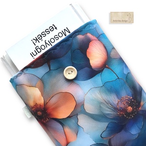 Virág mintás, vízálló KÖNYVTOK gombos zárral  -  Artiroka design  - Meska.hu