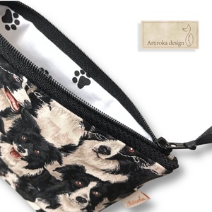 Border Collie kutya mintás, prémium pamut irattartó vagy tolltartó neszesszer, szemüvegtok - Artiroka design - táska & tok - pénztárca & más tok - pénztárca - női pénztárca - Meska.hu