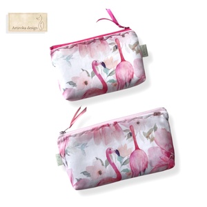 Flamingó mintás PRÉMIUM pamut irattartó pénztárca  - Artiroka design - táska & tok - pénztárca & más tok - pénztárca - női pénztárca - Meska.hu