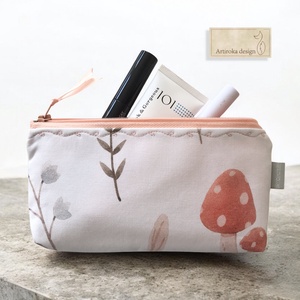 Csiga és gomba mintás prémium pamut tolltartó neszesszer, szemüvegtok - Artirokadesign - táska & tok - neszesszer - Meska.hu