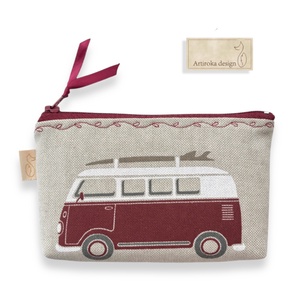 Retro Volkswagen busz mintás, irattartó pénztárca - bordó - Artiroka design - táska & tok - pénztárca & más tok - pénztárca - férfi pénztárca - Meska.hu
